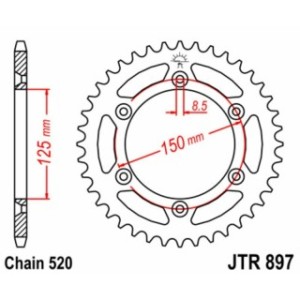 Corona JT 897 de acero con 52 dientes - Motoshop