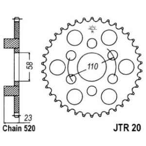 Corona JT 20 de acero con 41 dientes - Motoshop